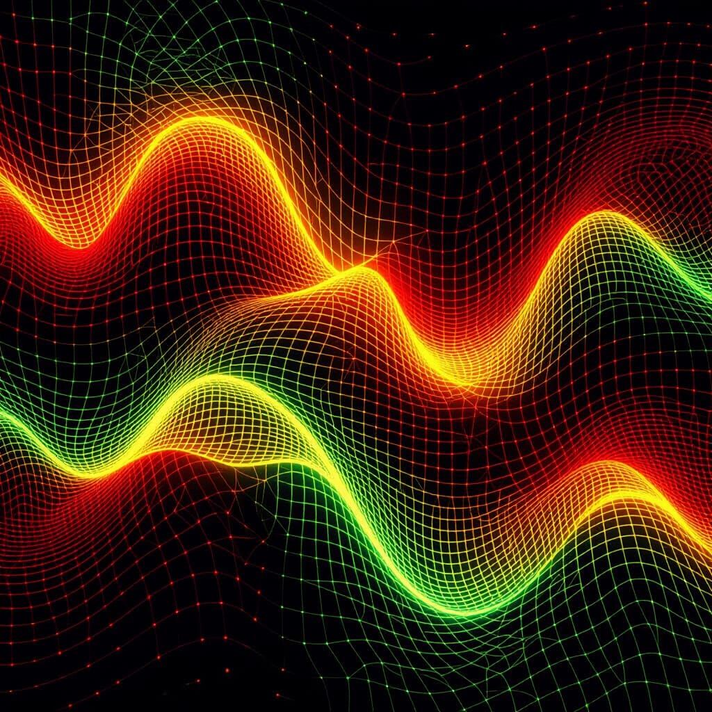 Abstract Reggae Mesh Art with Neon Glow