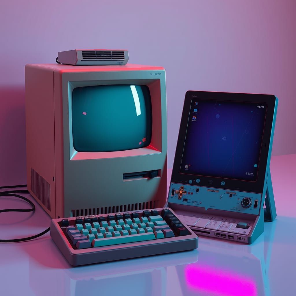 Vintage 80s Computer Meets Modern Tablet