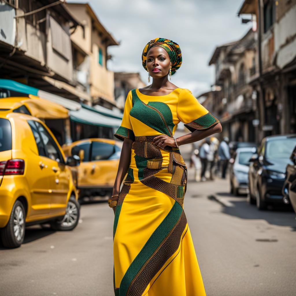 African Business Woman in Yellow Dress