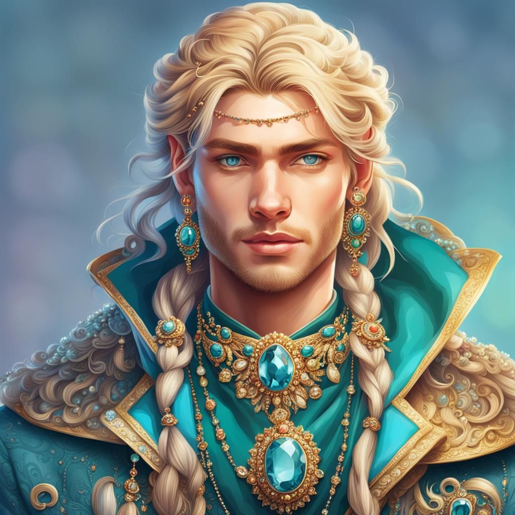 Smirking Merman with Elaborate Jewelry in Digital Art