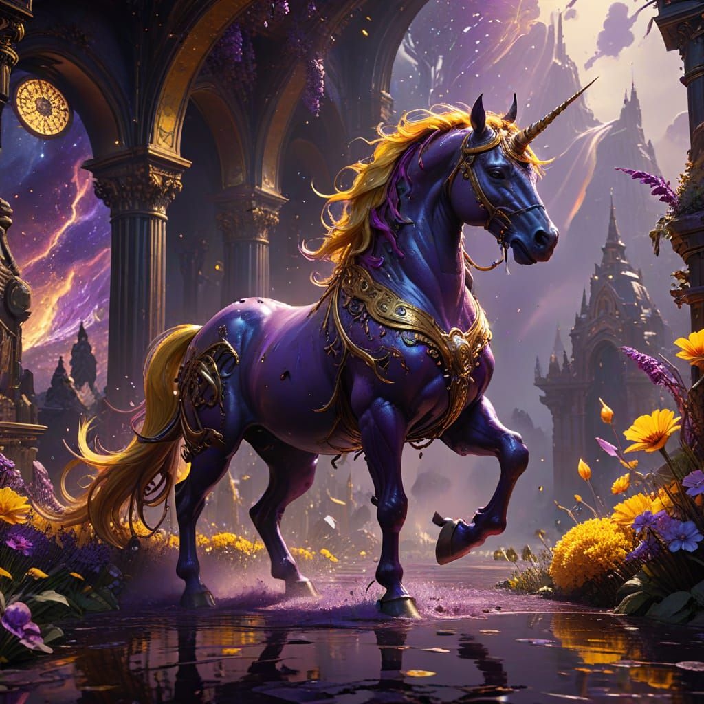 Buff Unicorn Masterpiece in Dark Fantasy Style