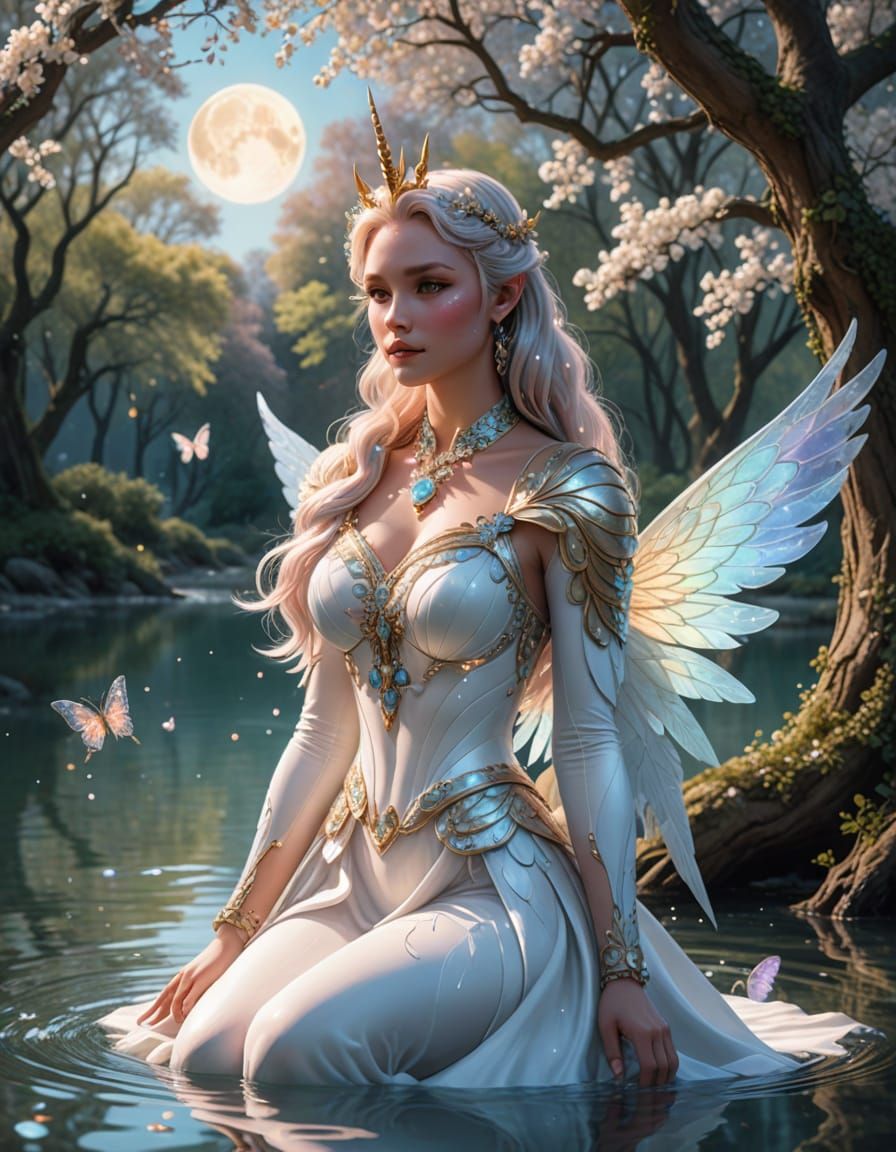 Ethereal Unicorn in Whimsical Fantasy Landscape