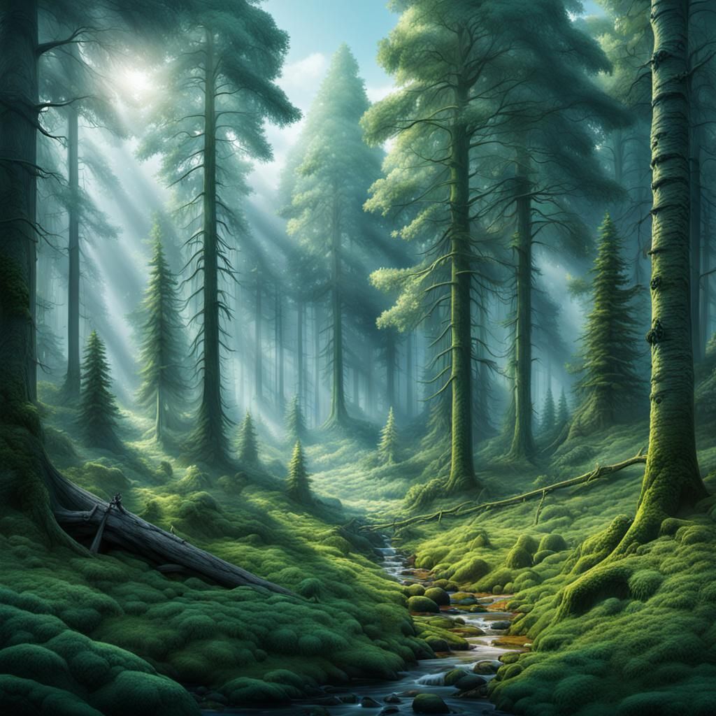 Winter Forest Appears in Summer Scene