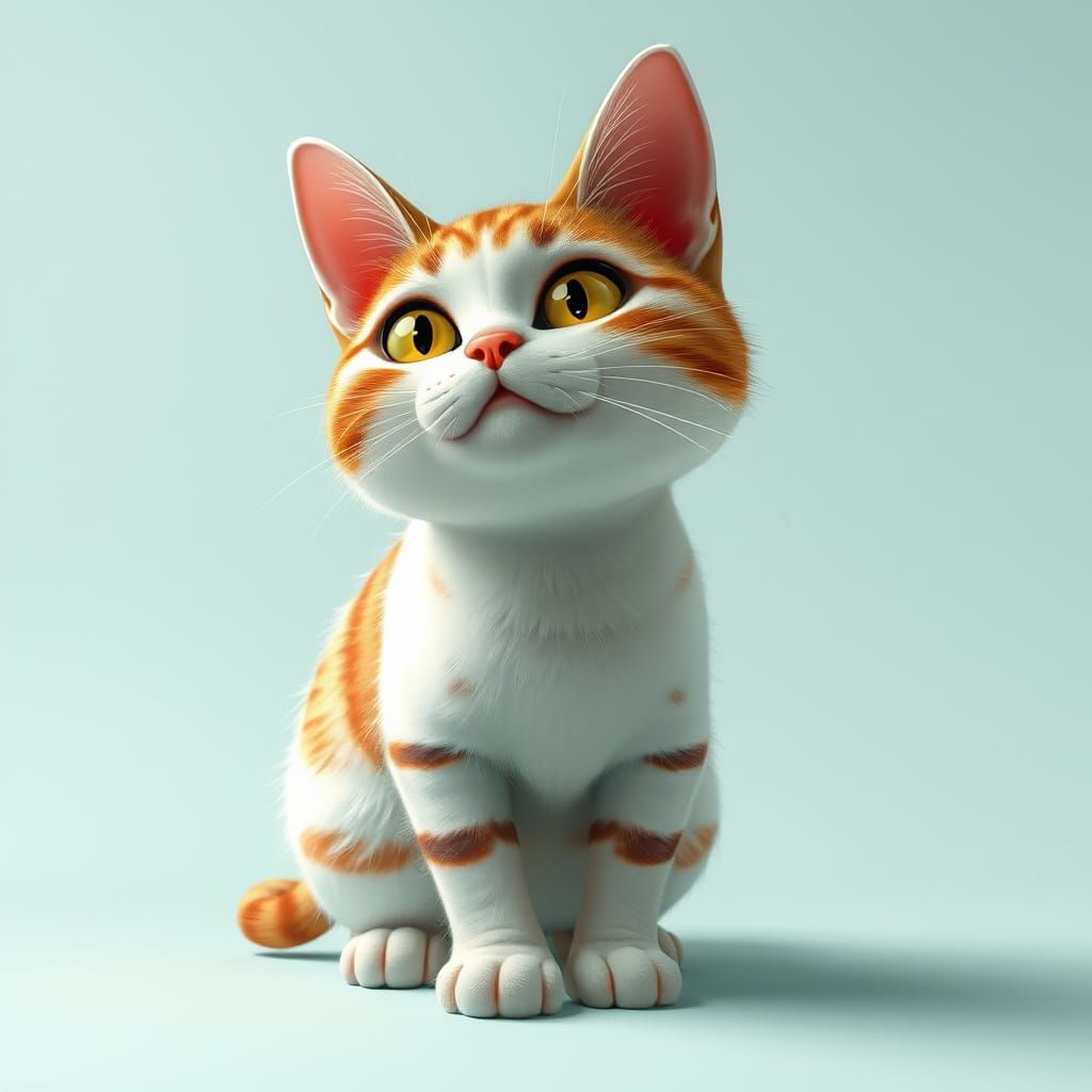 Trendy Cat with Exaggerated Perspective as 3D Render