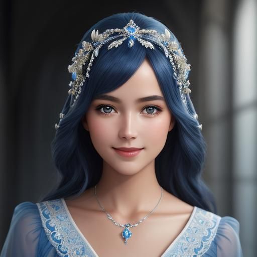 Seductive Woman with Blue Hair and Transparent Swimsuit