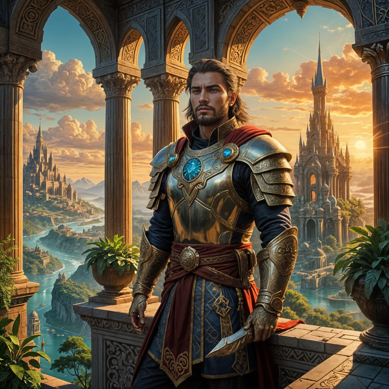 Majestic King of Lemuria Surveys His Golden City