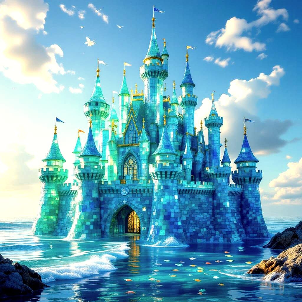 Sea Glass Castle Shimmers in Sunlight