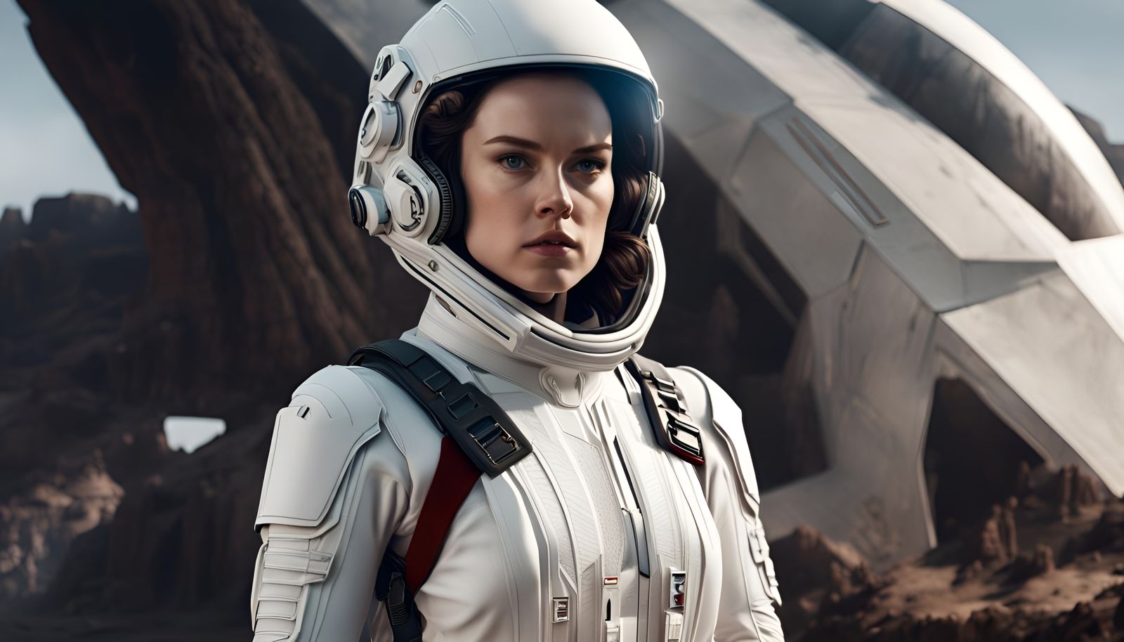Daisy Ridley in White Balenciaga Flight Suit