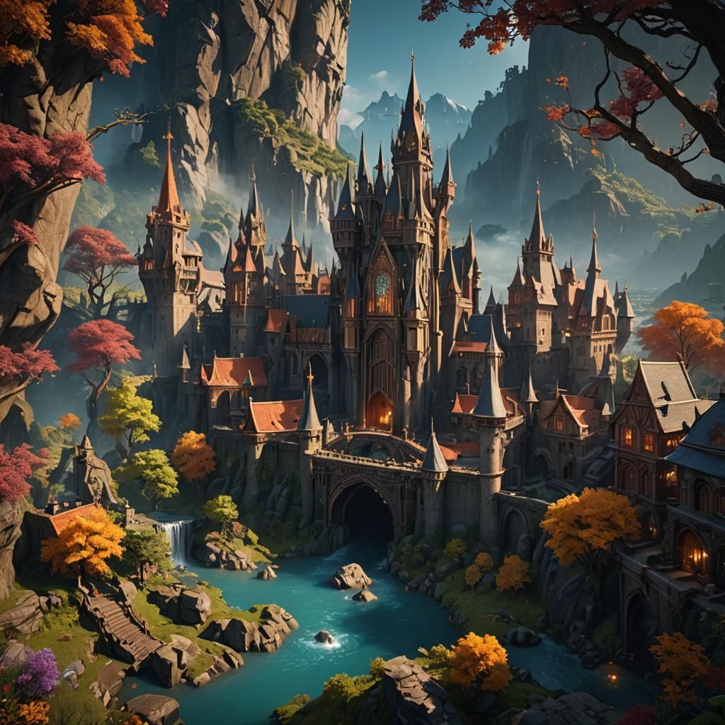 Fantastical Matte Painting in Deep Color, 8K Resolution