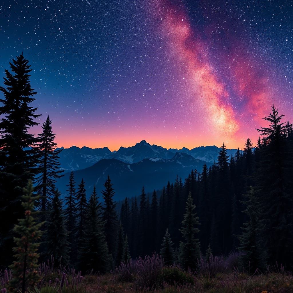 Ant's View: Alpine Forest Under Twinkling Stars