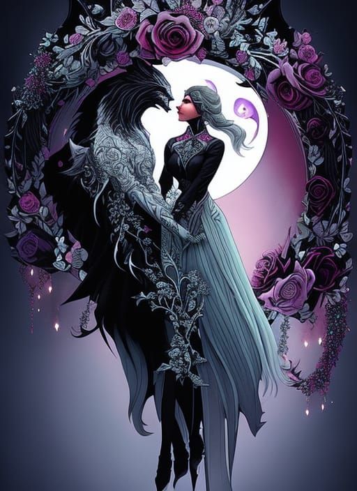 Mystical Wolves in an Art Nouveau Garden