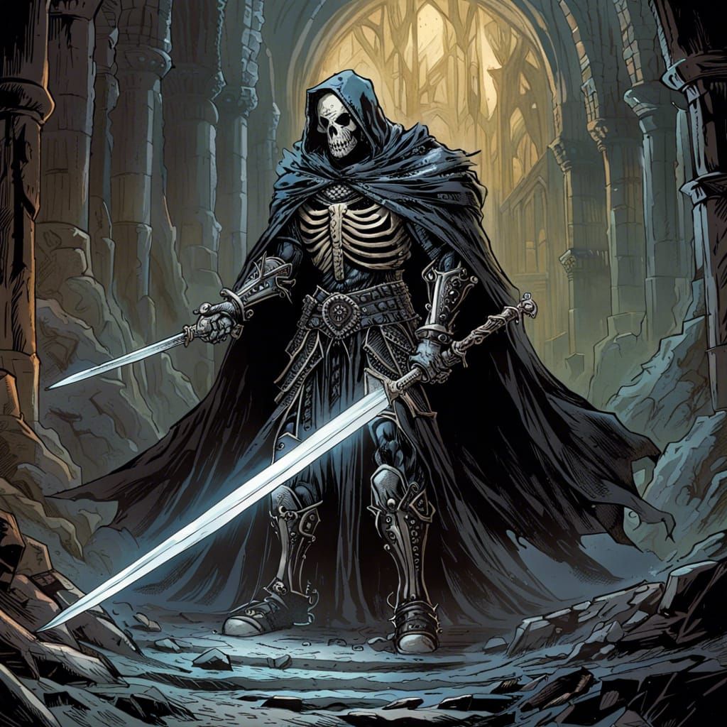 Gothic Skeleton Knight in Dark Armor