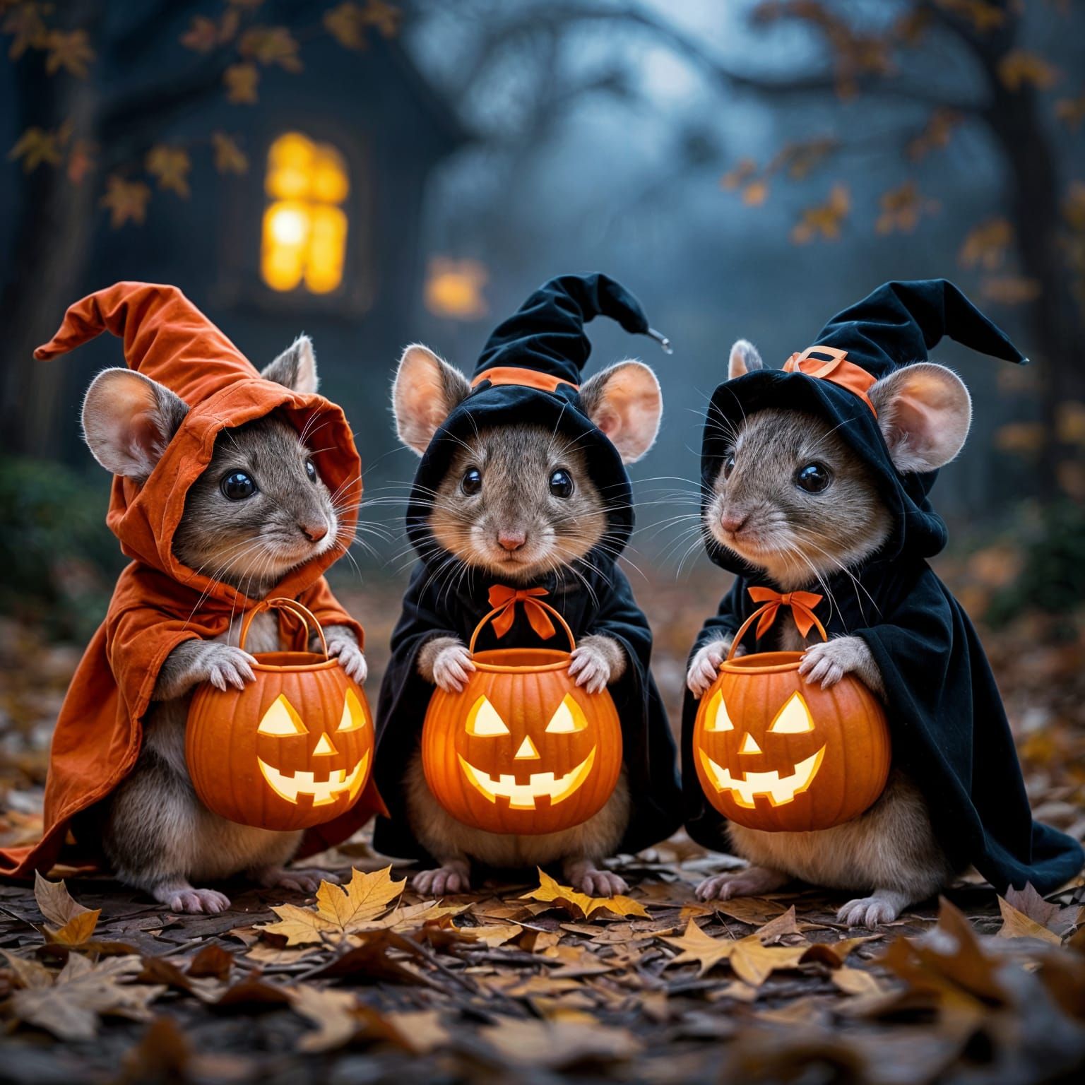 Adorable Mice in Halloween Costumes Trick or Treat