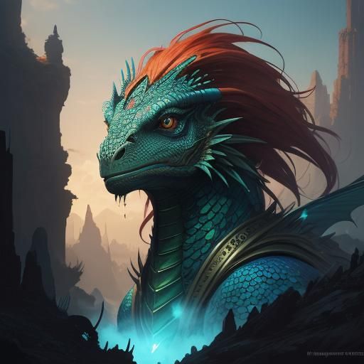 Dragon Woman Portrait in Fantasy Concept Art