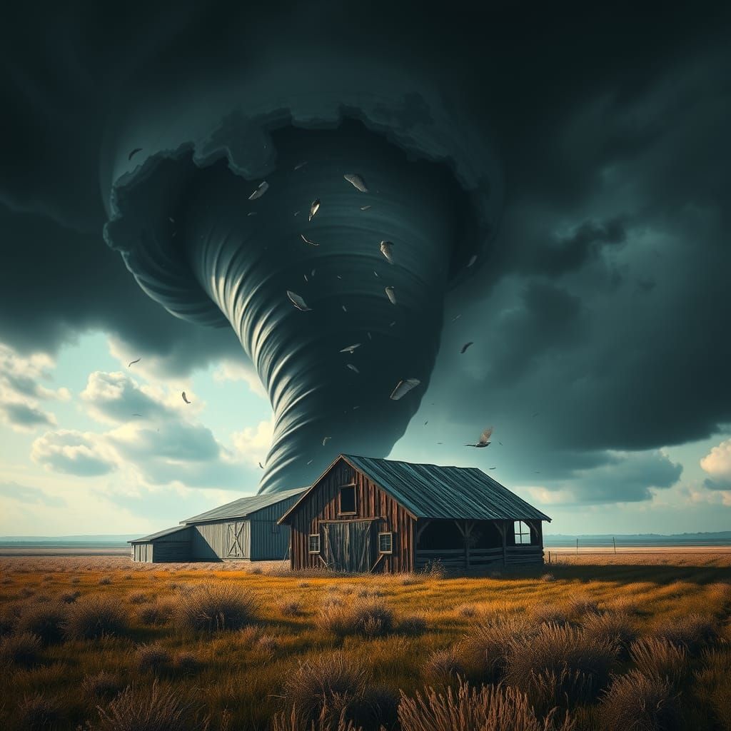 Tornado Devastates Kansas Farm: Matte Painting