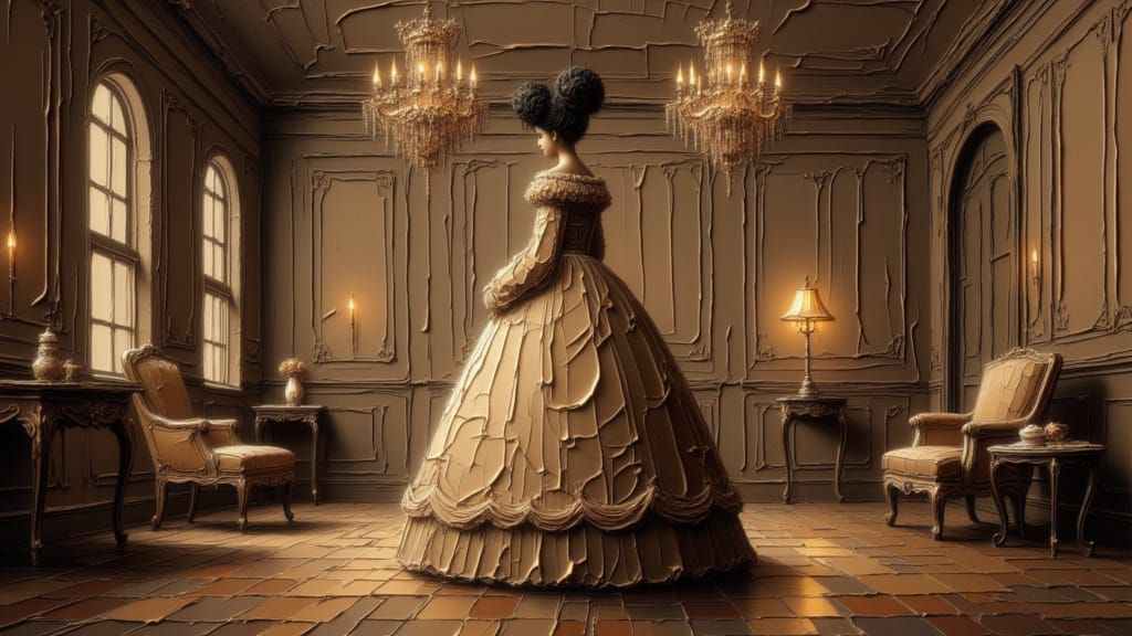 Elegant Woman in Ballroom: French Classicism Style