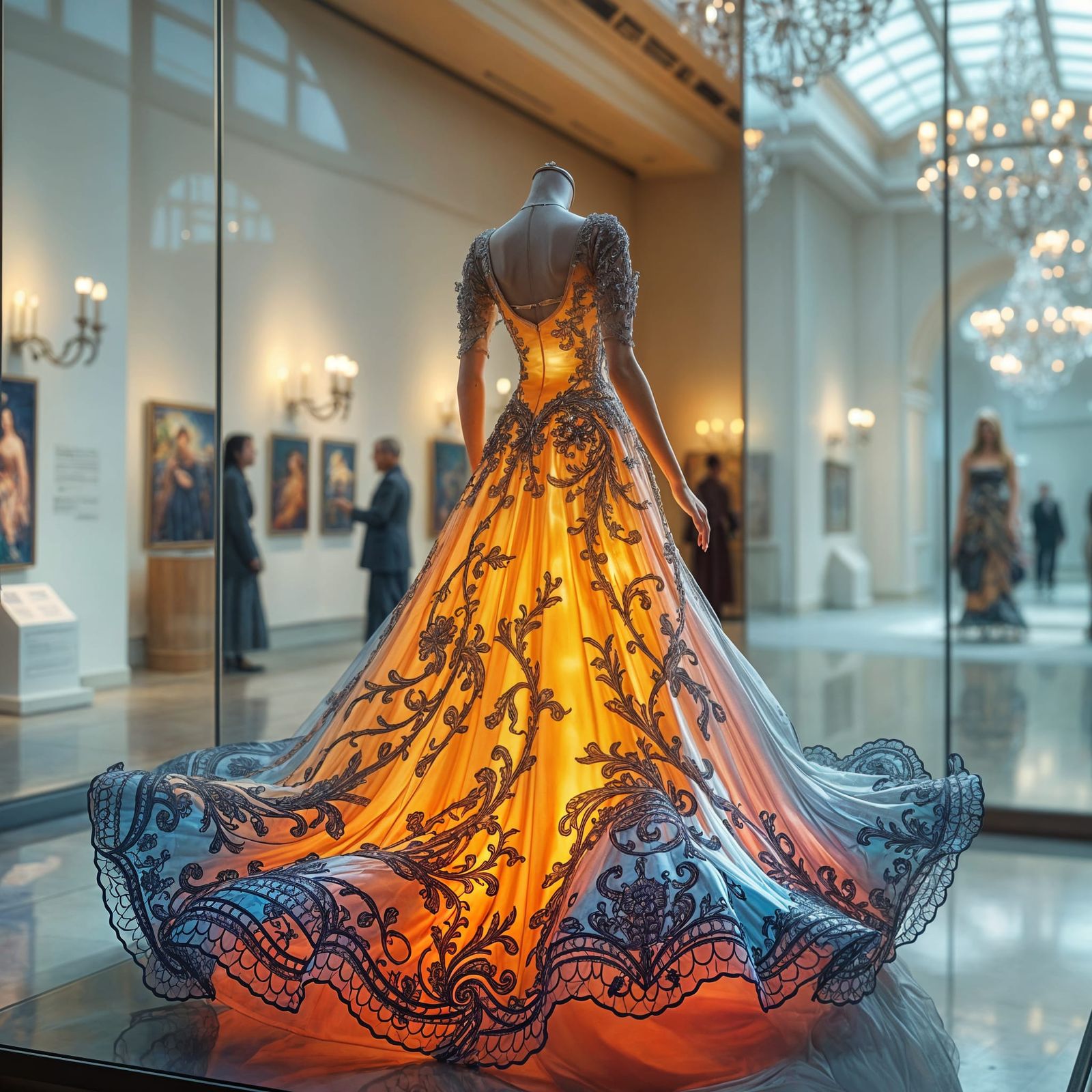 Elegant Glass Gown Displayed in Museum