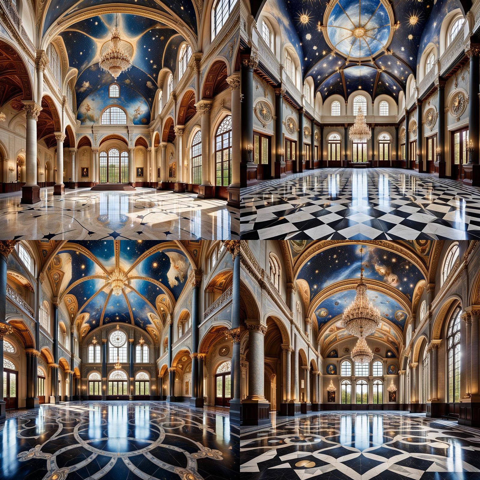 Grand Hall in 3D Cartoon Pixar Style