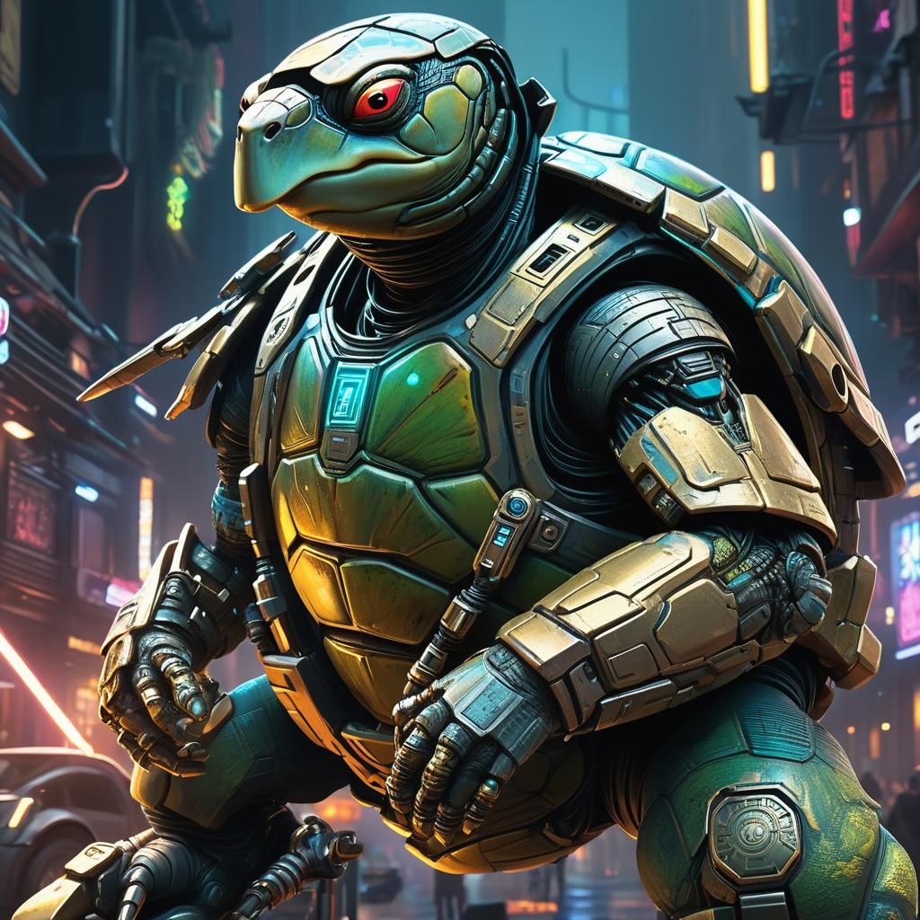 Cyberpunk Cyborg Turtle in 3D Render