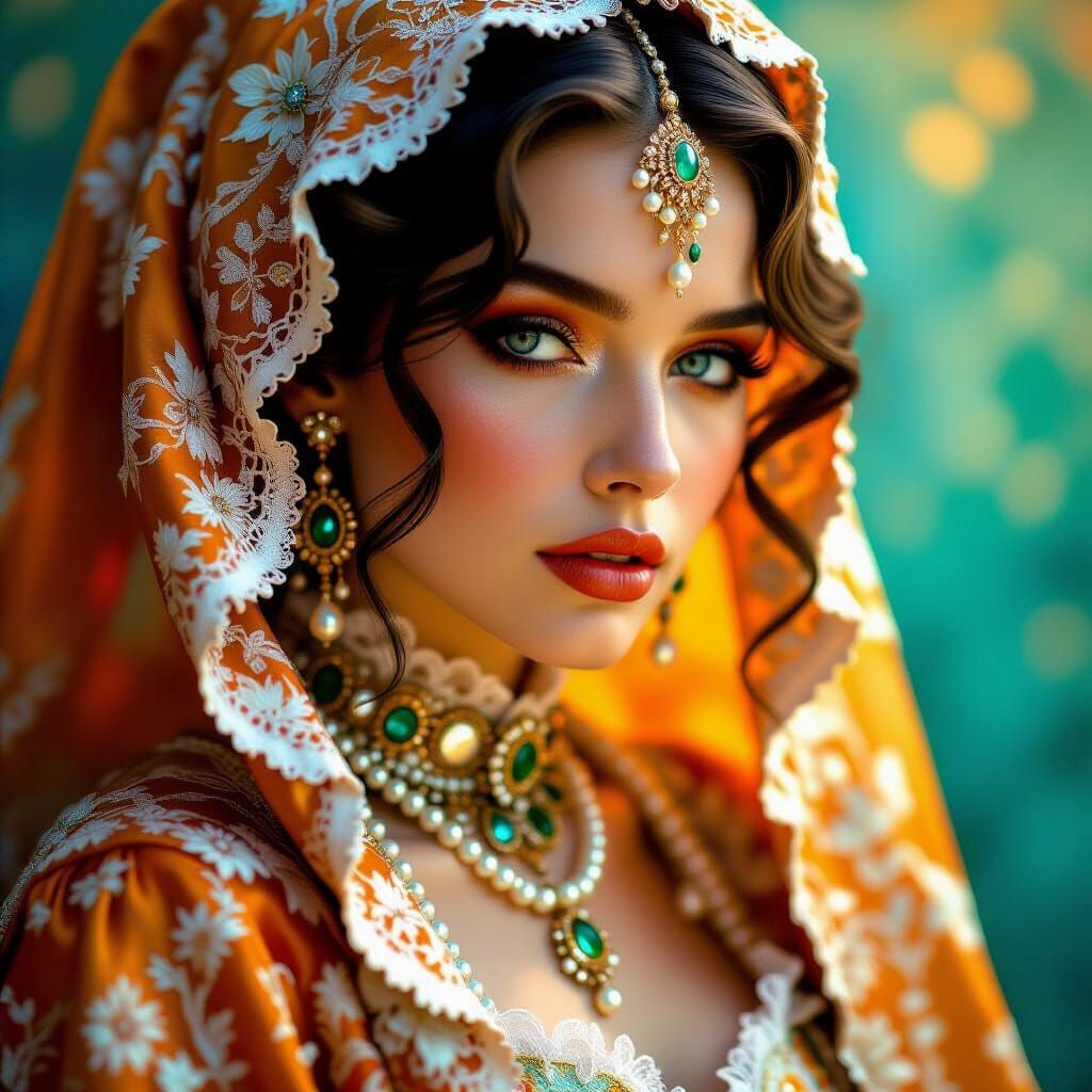 Baroque Woman Portrait in Hyper-Realistic Oil Painting