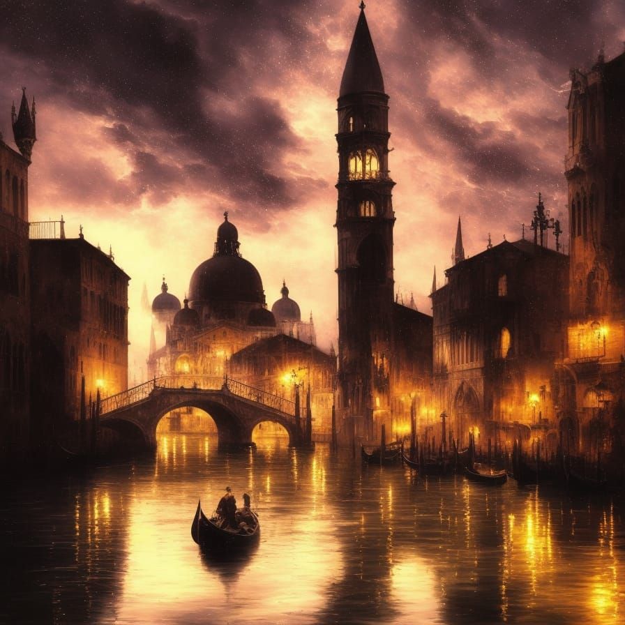 Dark Gothic Venice with Nebula Canals