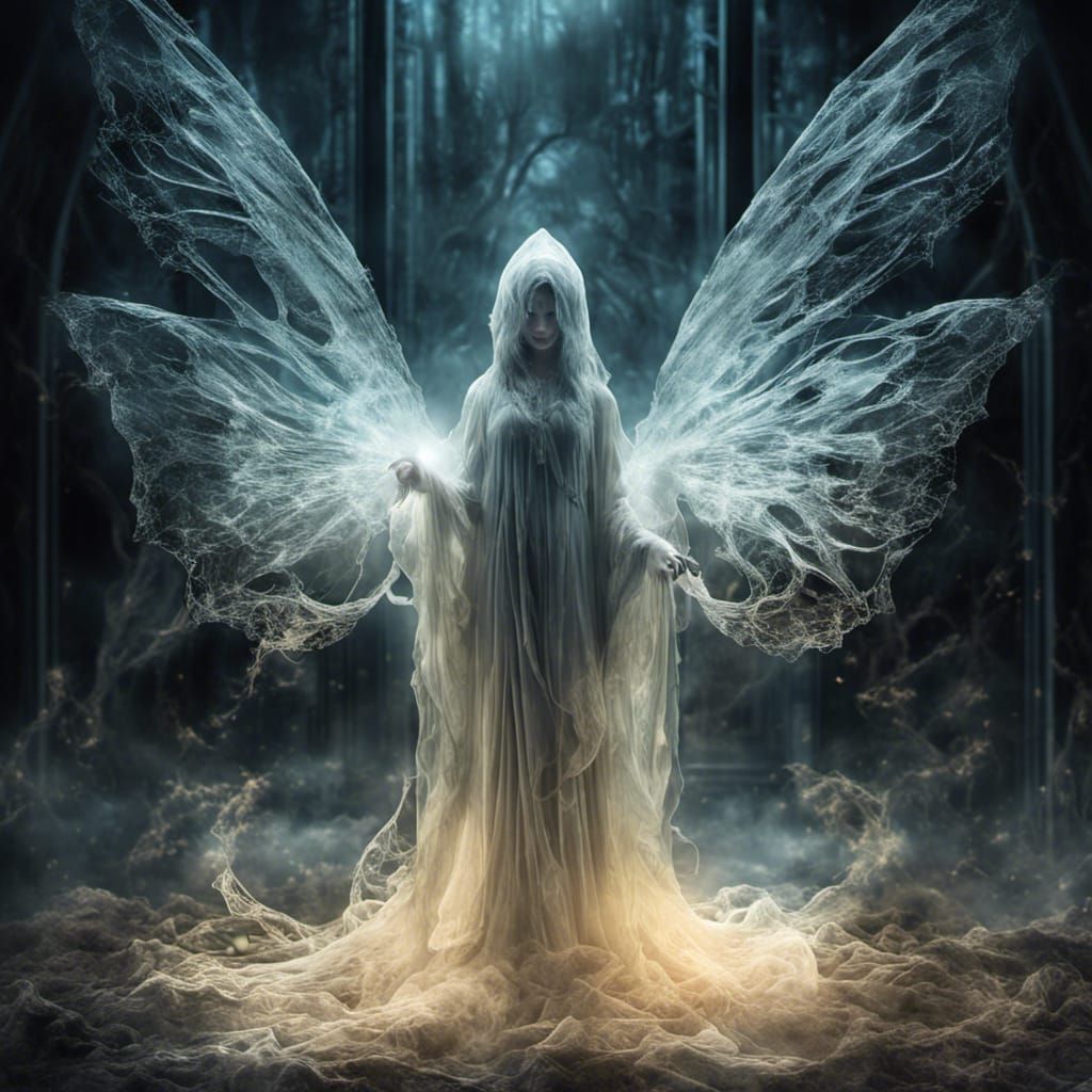 Glass Angel of Death in Cracked Neon Style