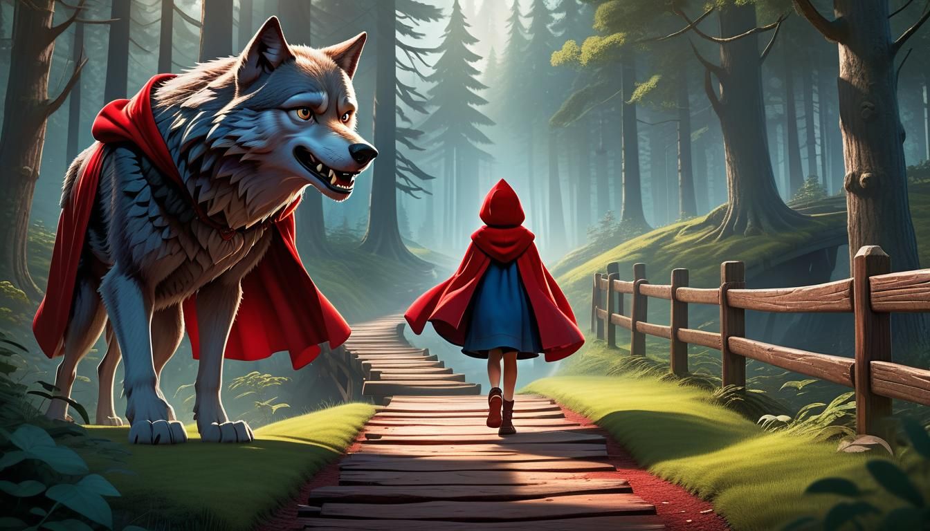 Red Riding Hood Confronts the Wolf: Disney-Pixar Illustratio...