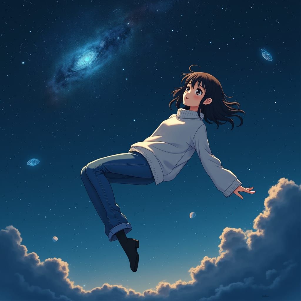 Lofi Girl in Space: Anime Style Concept Art