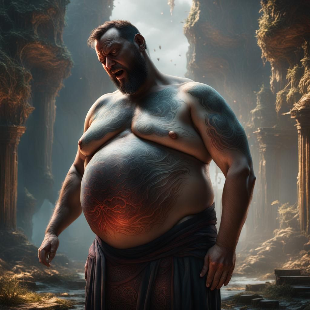 Pregnant Man in Pain: Fantasy Concept Art