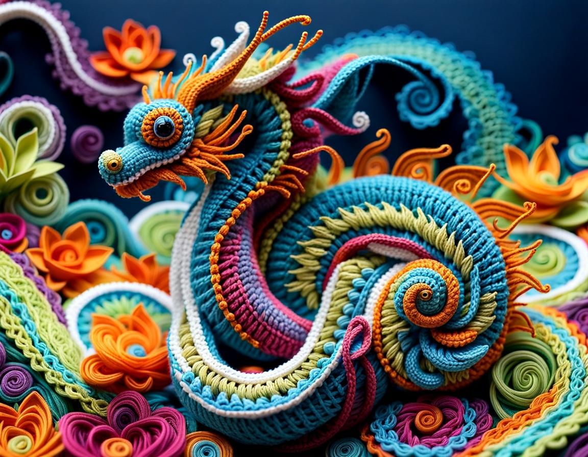 Crochet Water Dragon: A Yarn Sculpture Masterpiece