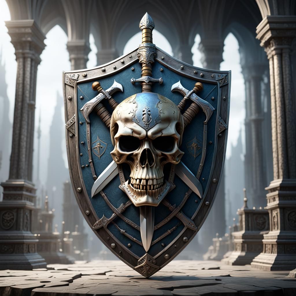 Skull Shield with Sword: Fantasy Concept Art