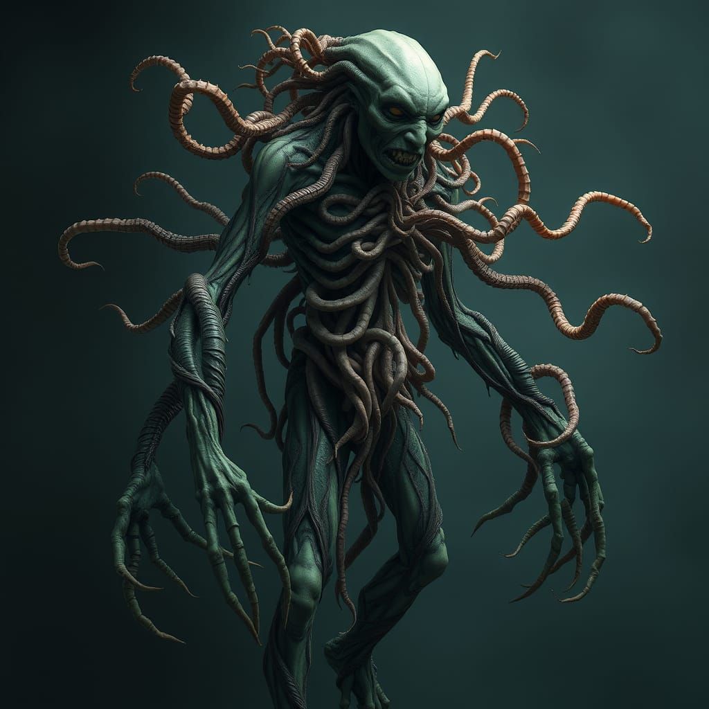 Distorted, Bioluminescent Worms Merge with Flesh in a Haunti...