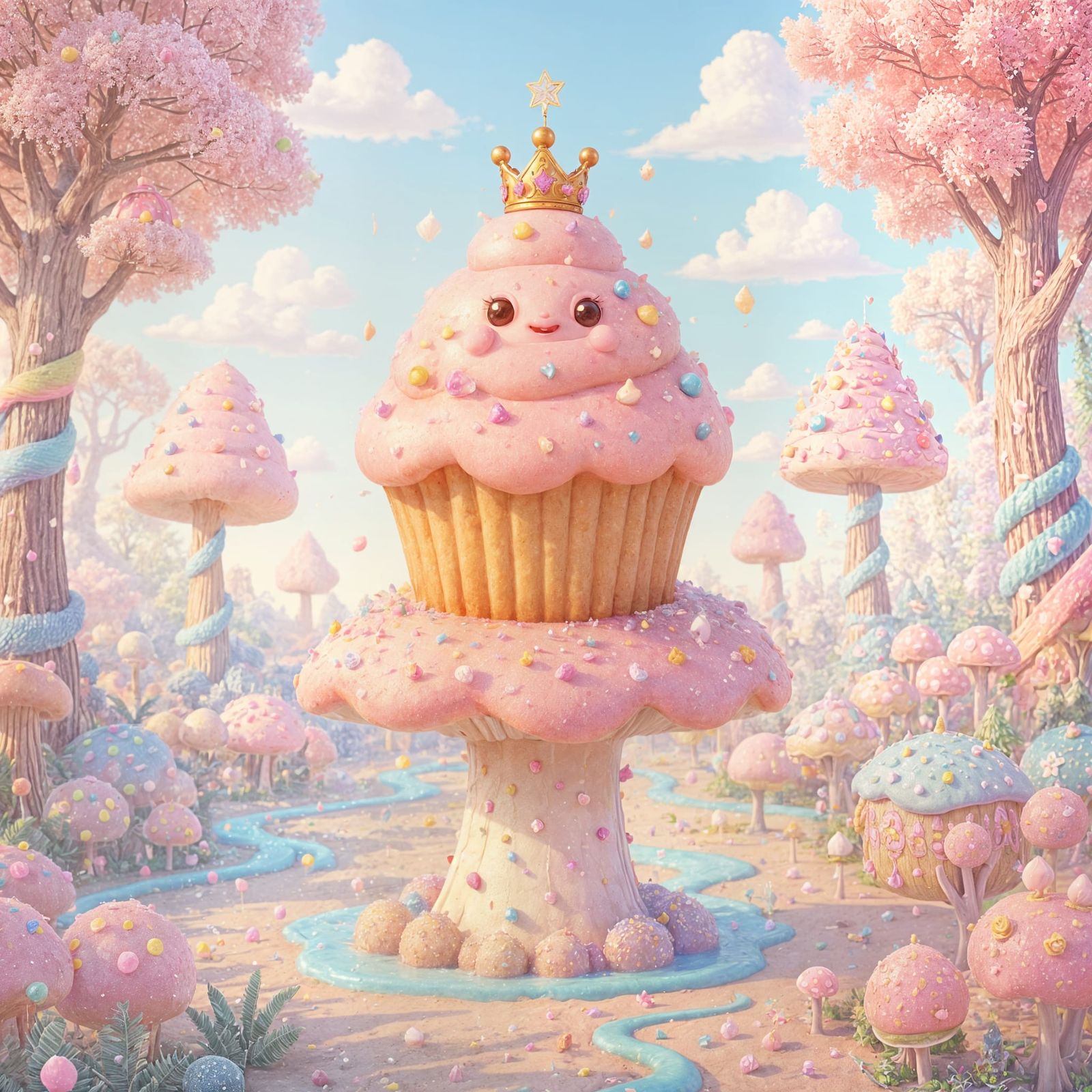 Cupcake in Candy Forest, Digital Art