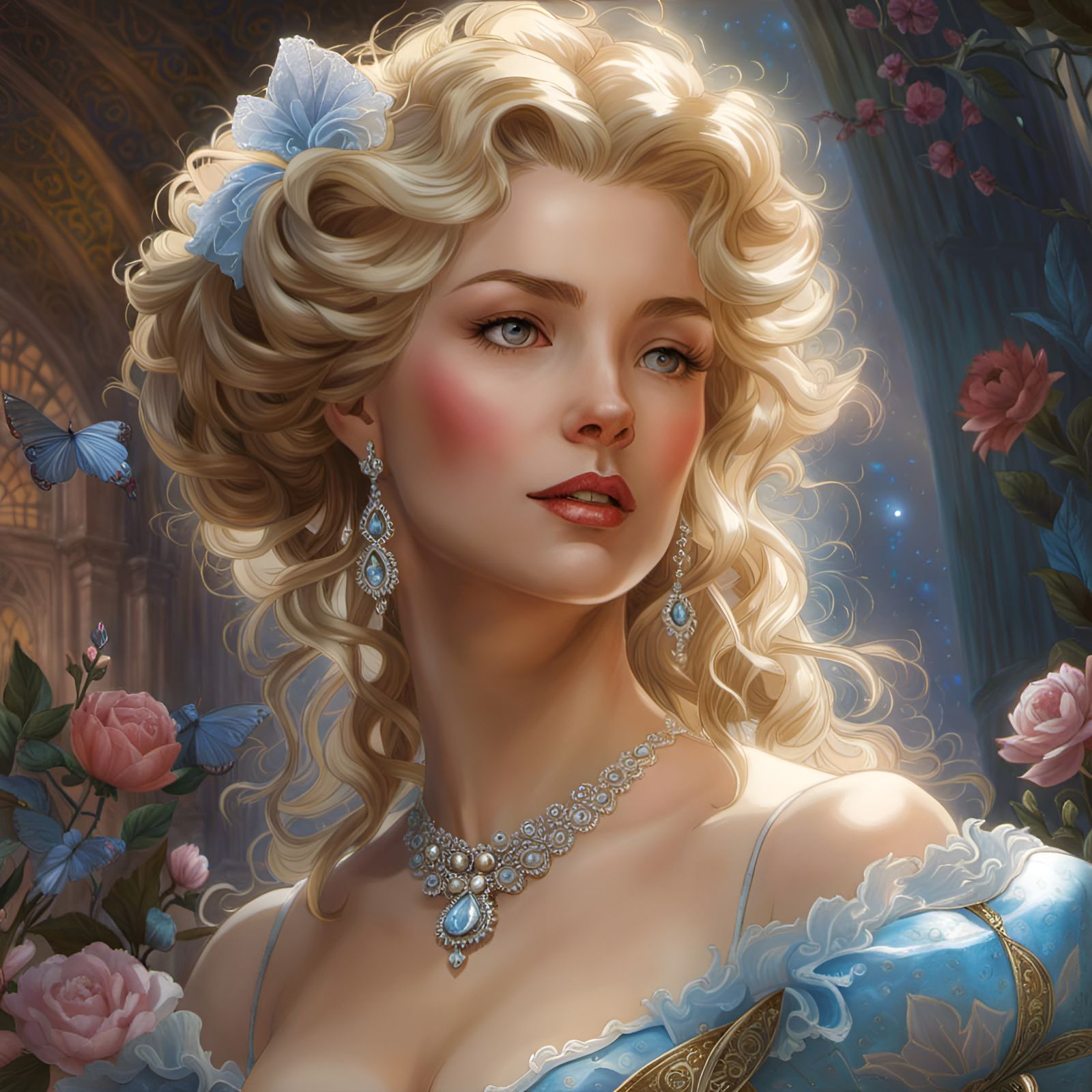 Gorgeous Cinderella Portrait in Rococo Style