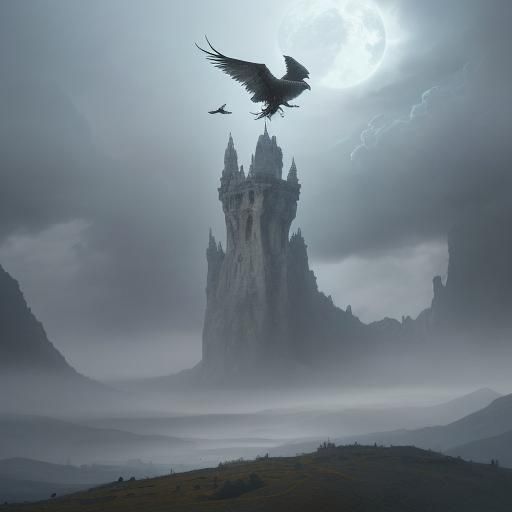 Ethereal Man Hovering Over Rivers in Mountains