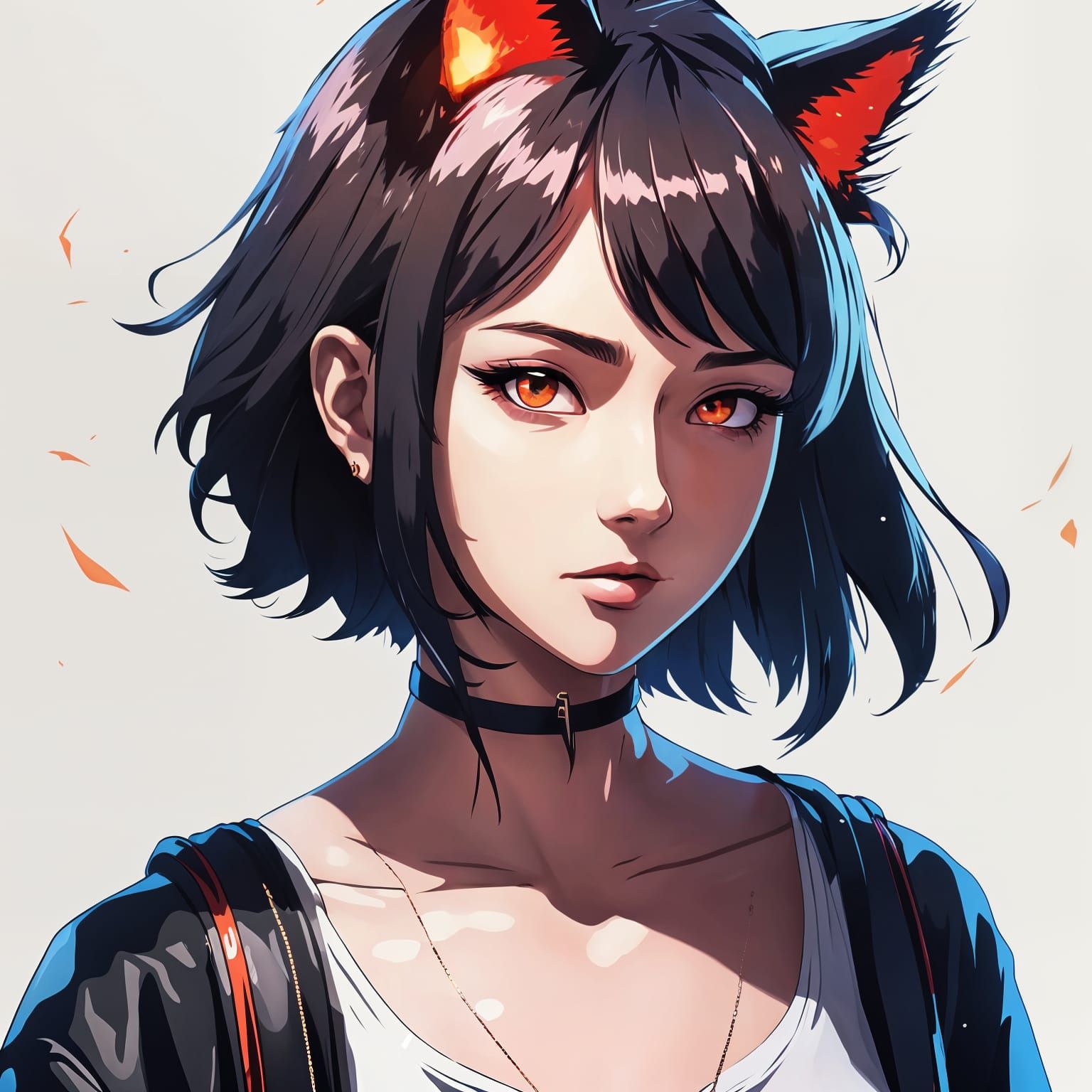 Whimsical Anime Girl with Feline Features