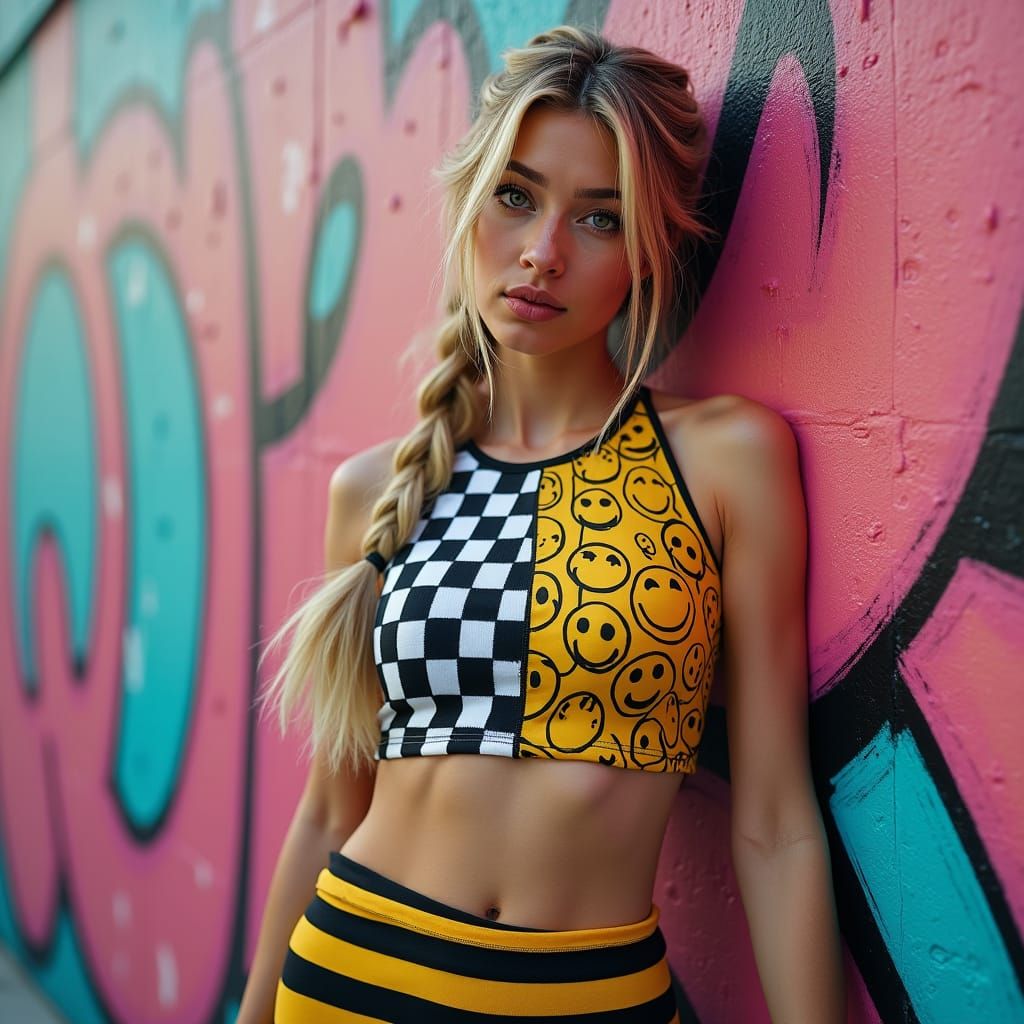 Graffiti Mural Featuring Woman in Digital Art Style