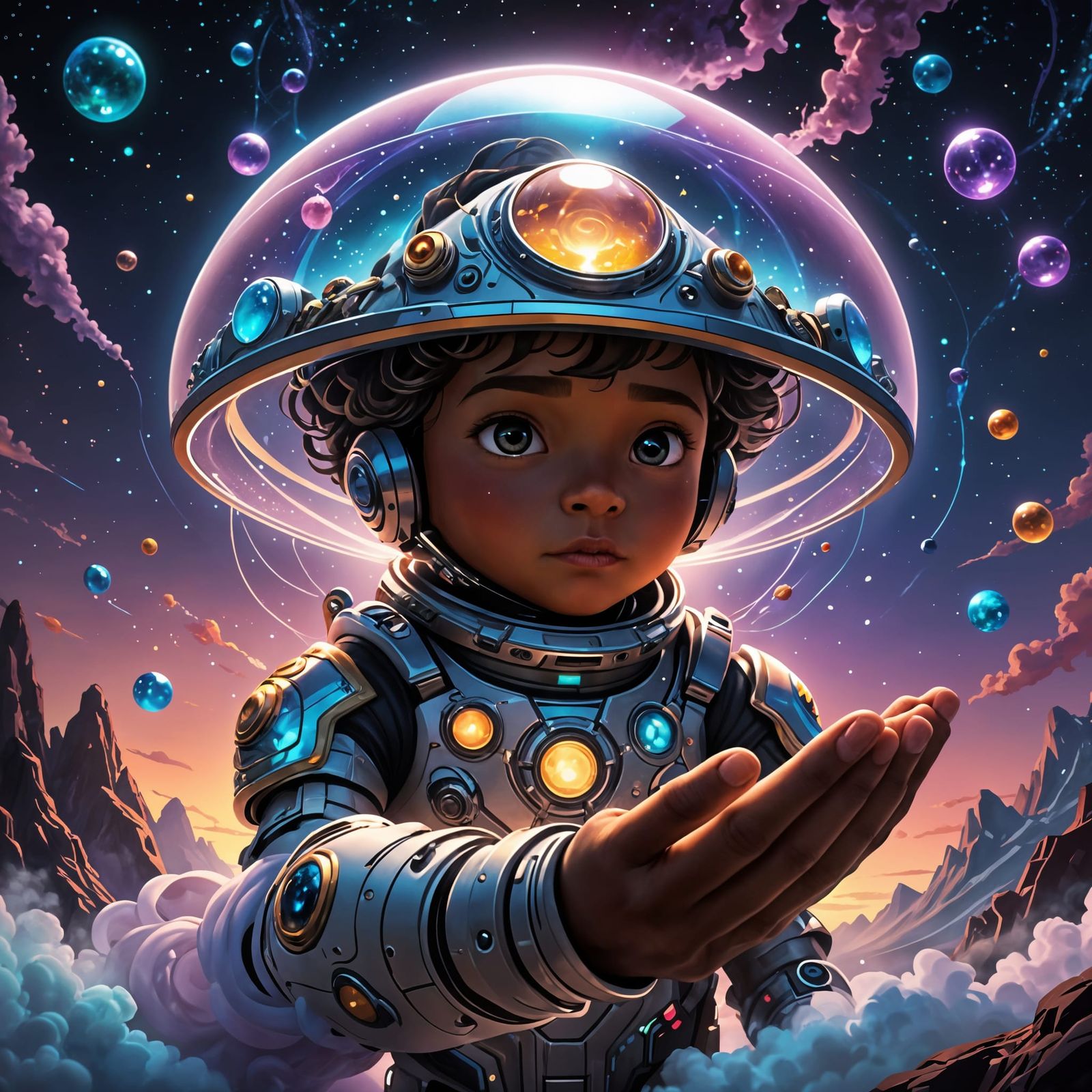 Alien Encounter in a Cosmic Dreamscape