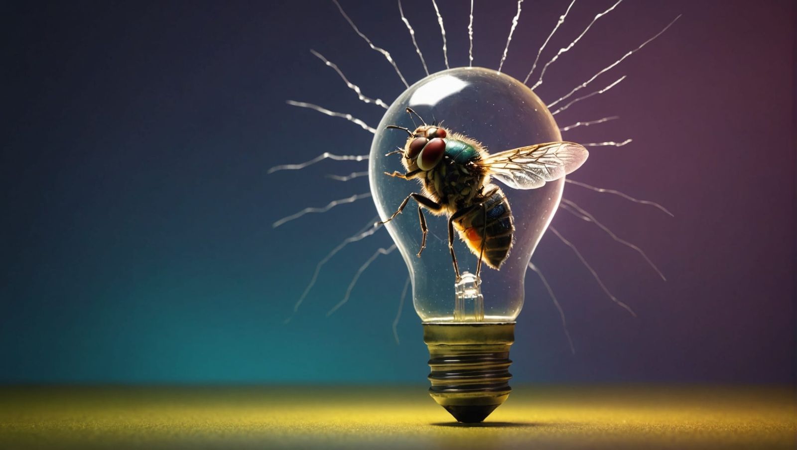 Dramatic Flies Swirl Around a Light Bulb in Hyperrealistic S...