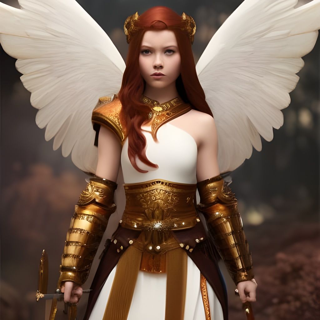 Golden Armored Angel Digital Art