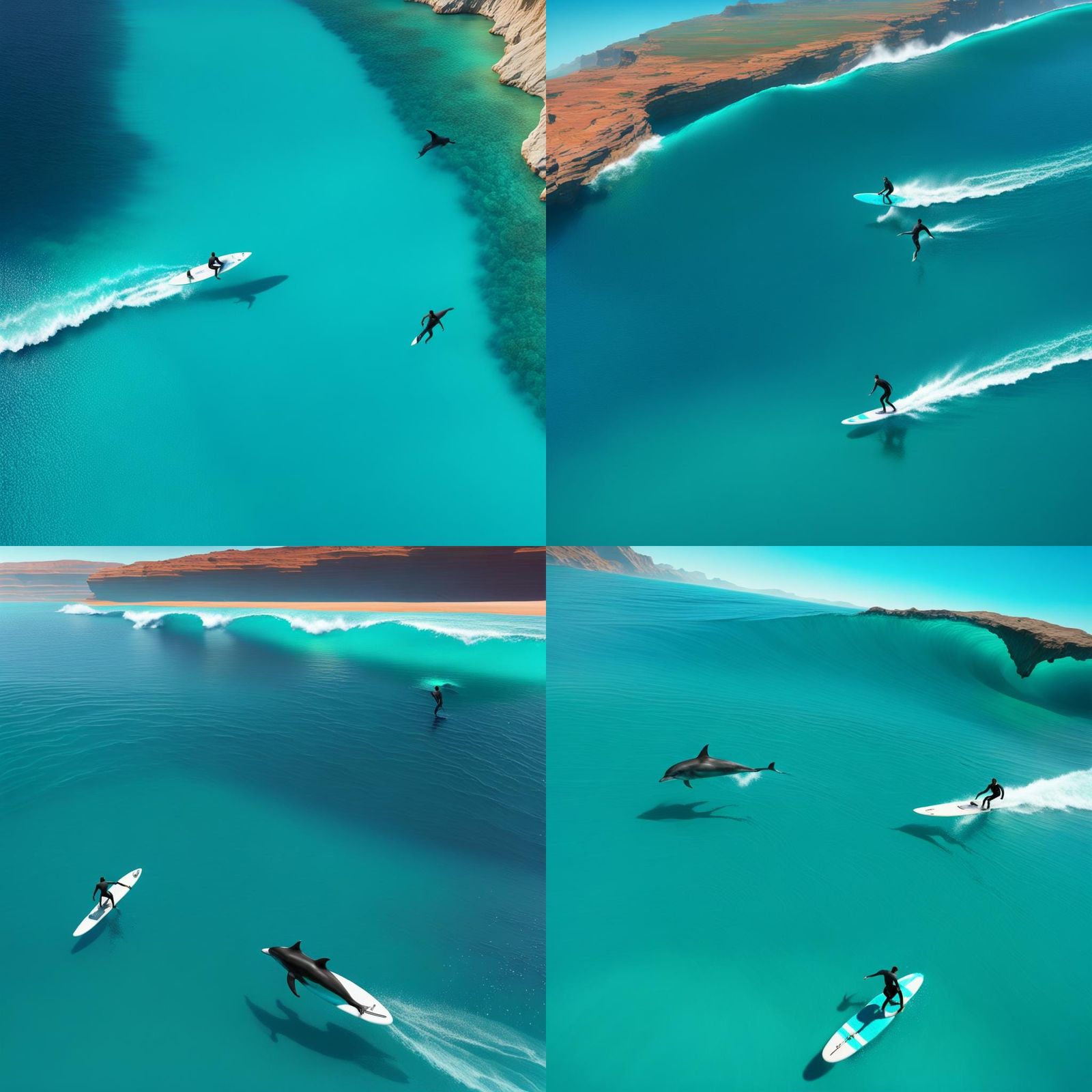 Transparent Dolphin Surfing Buddy in Turquoise Sea