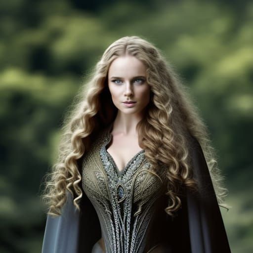 Beautiful Scottish Woman in Dark Forest Fantasy Art