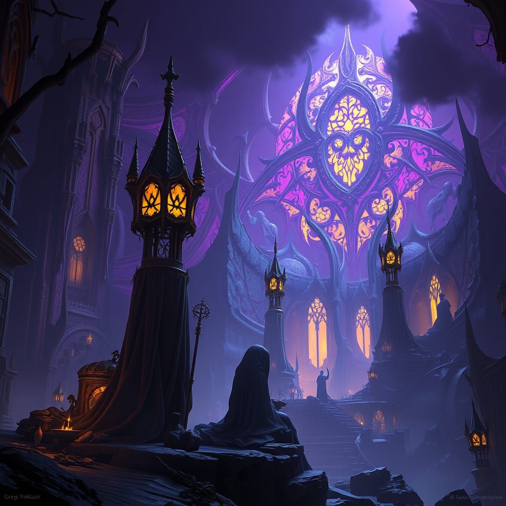 Mystical Dark Fantasy Scene with Ornate Details