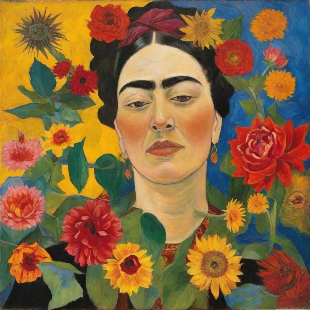 Art by Frida Kahlo, Vincent van Gogh: joy and sorrow, floral...