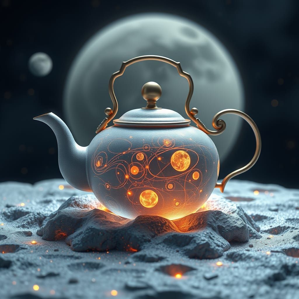 Lunar Teapot: Celestial 3D Anime Art