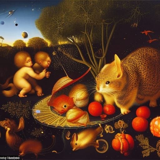 Cosmic Rats Starscape in Renaissance Style