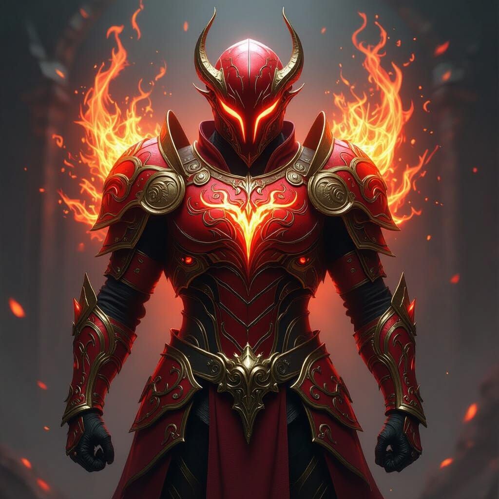 Epic Red and Gold Avaritia Armor with Fiery Aura