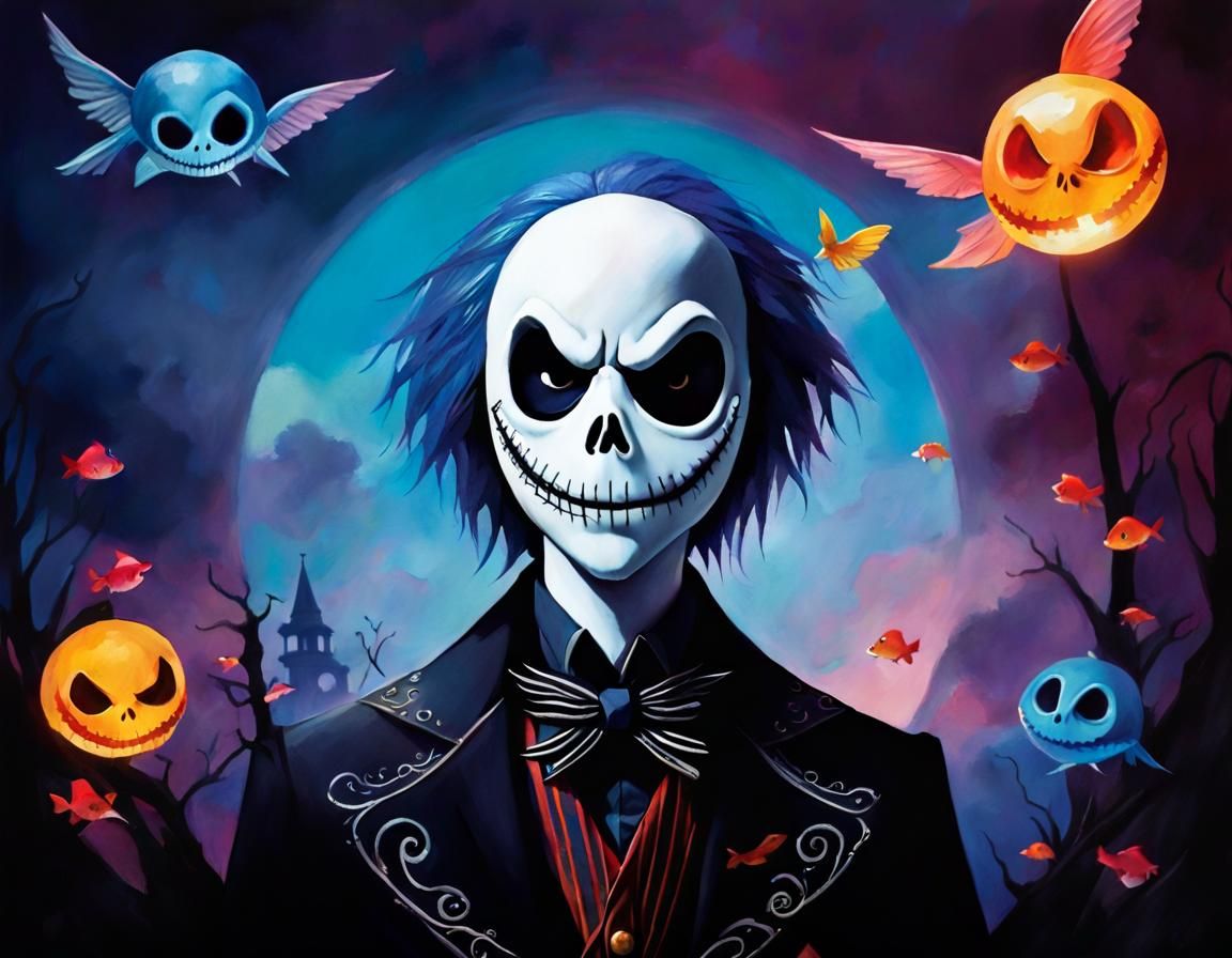 Jack Skellington in Whimsical Pastel Style
