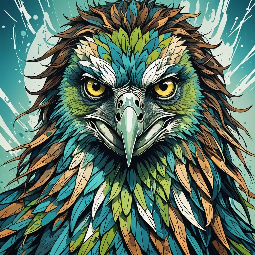 Hawk Head with Human Face in Vector Art