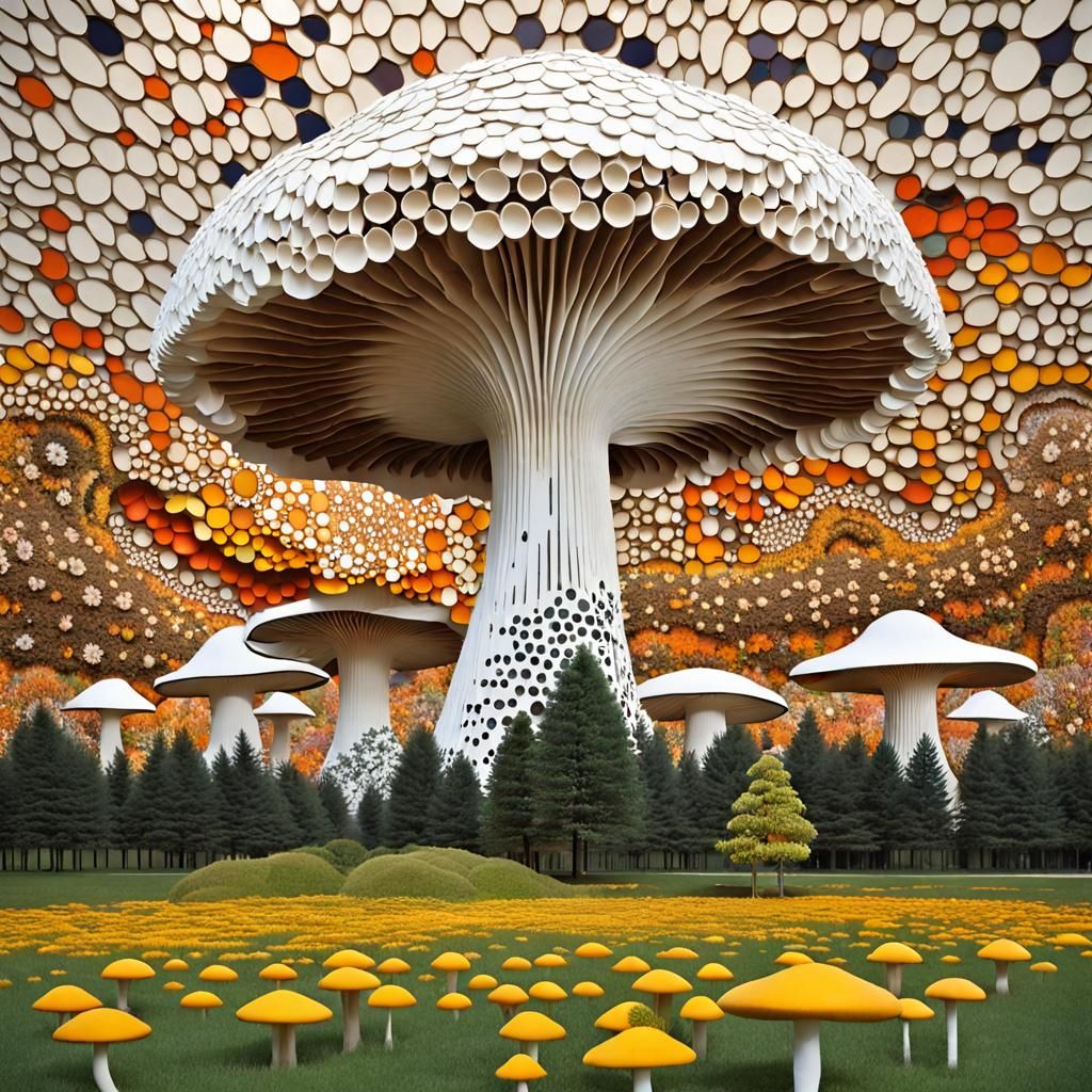 Mushroom Flowers in Fractal Art Style